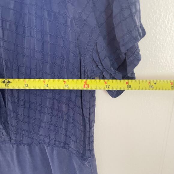 Blue Satin Midi Dress Button Back Minimalist Cottagecore Soft Rayon Flowy S NWT - Picture 6 of 7